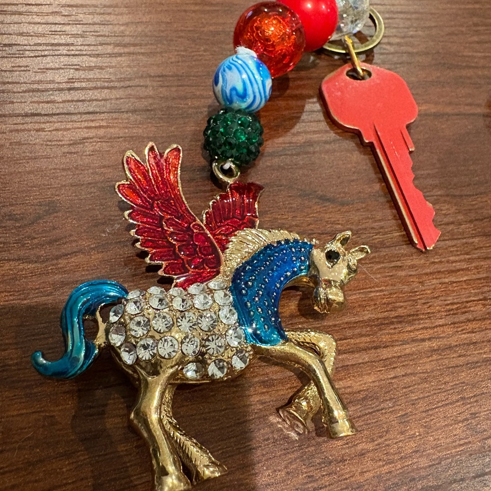 Colorful Winged Horse Bag Charm